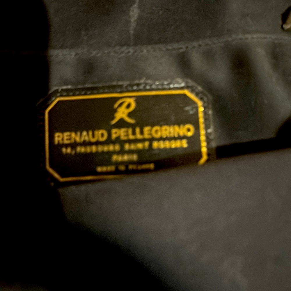 Renaud Pellegrino leather tote, hand stitched 2 outer pockets. 3 compartments.